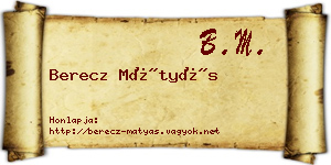 Berecz Mátyás névjegykártya