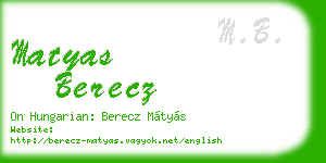 matyas berecz business card